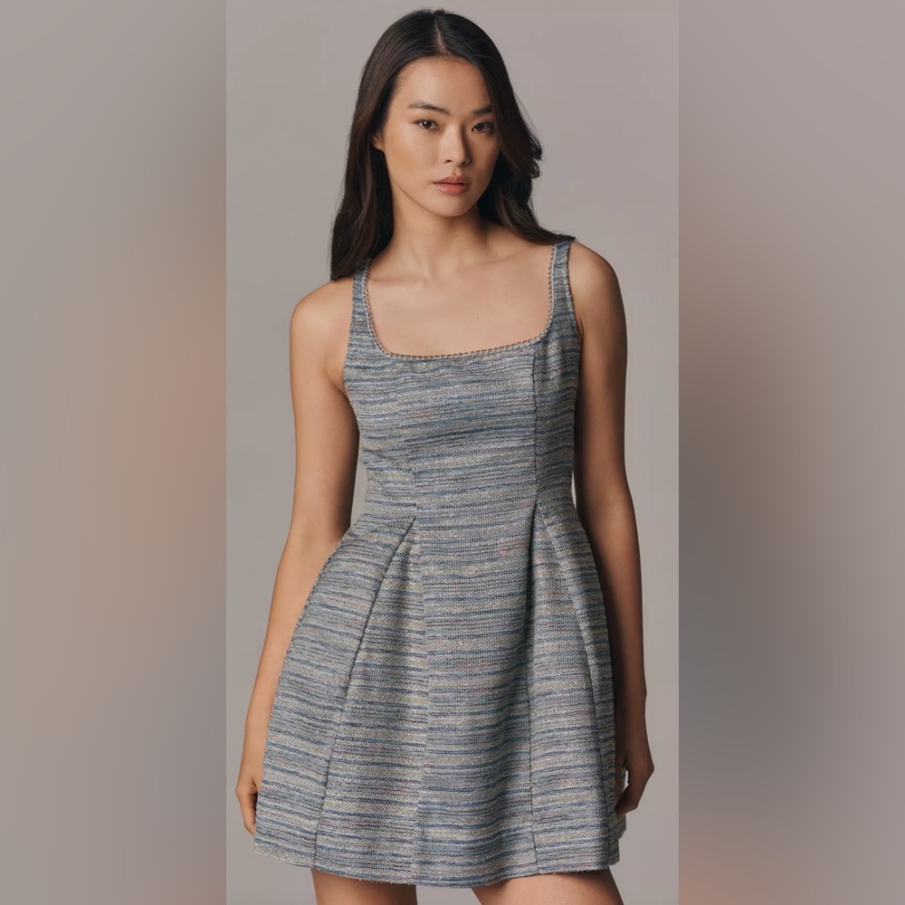 NWT By Anthropologie Tweed Fit & Flare Square-Neck Mini Dress – Size 10